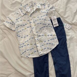 OshKosh B'gosh White and Blue Button Down Shirt